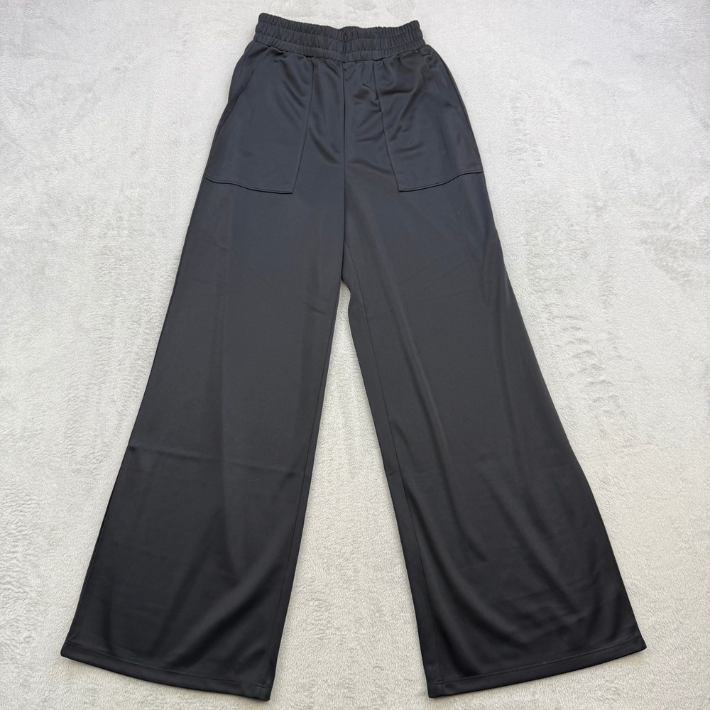 H&M Divided Wide Leg Pants Womens XS Black‎ Elastic Waist Pockets Athleisure NWT